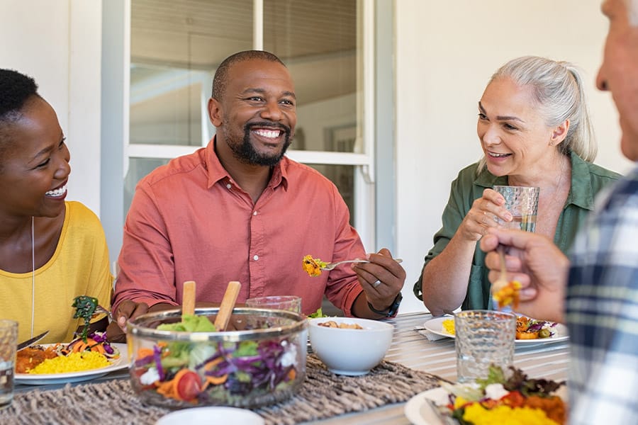 family eating a healthy meal